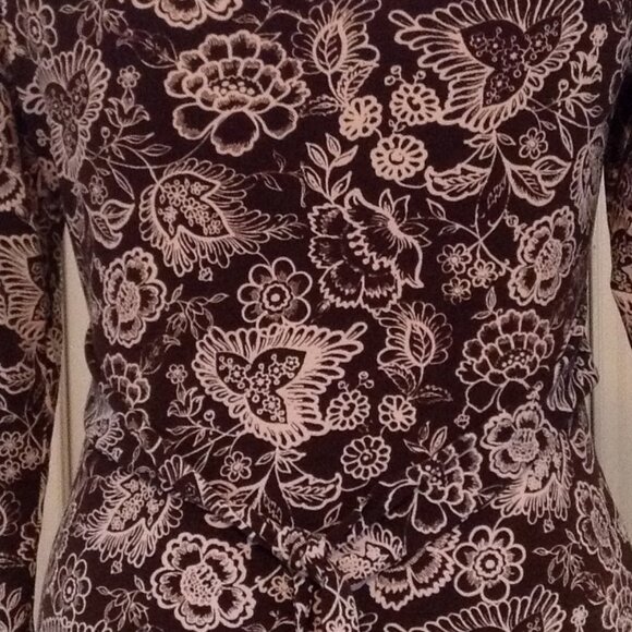 Brown & White printed top Large - Picture 3 of 3